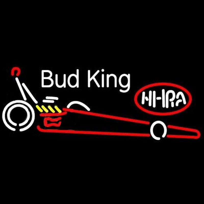 Bud King NHRA Dragster Beer Sign Neonskylt