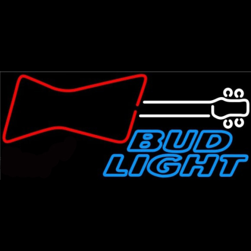 Bud Light Guitar Red White Beer Sign Neonskylt