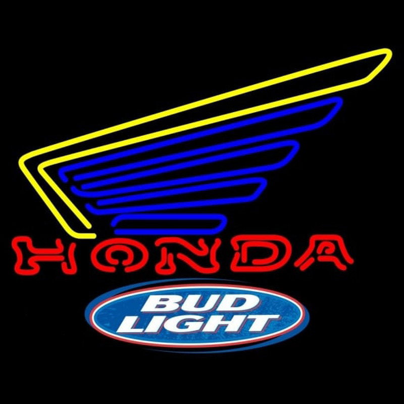 Bud Light Logo Honda Motorcycles Gold Wing Beer Sign Neonskylt