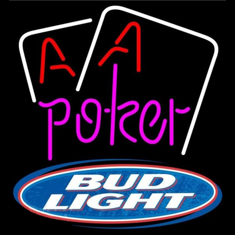 Bud Light Purple Lettering Red Aces White Cards Beer Sign Neonskylt