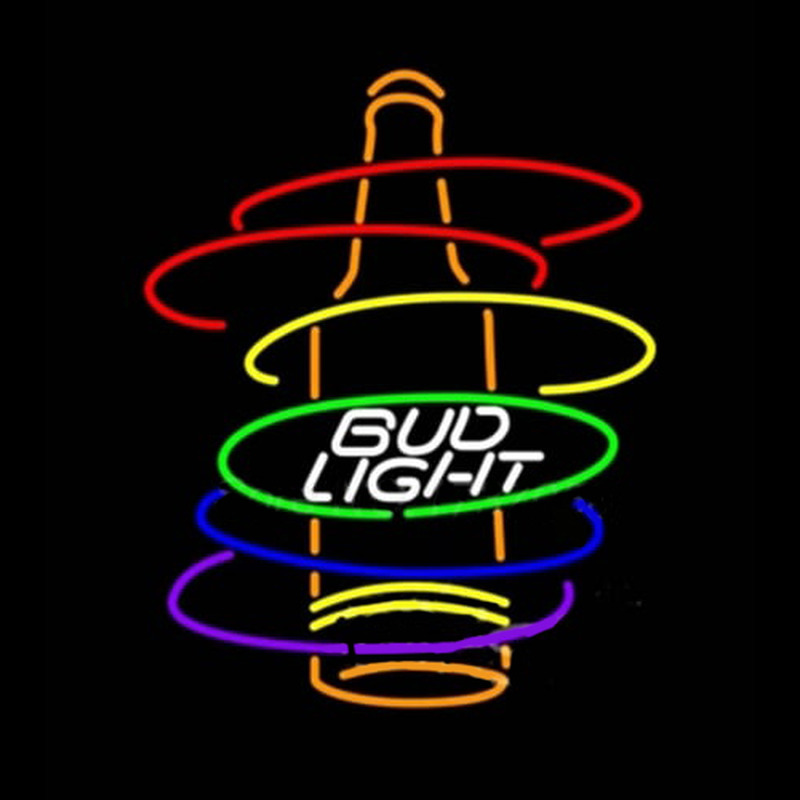 Bud Light Rainbow Bottle Neonskylt