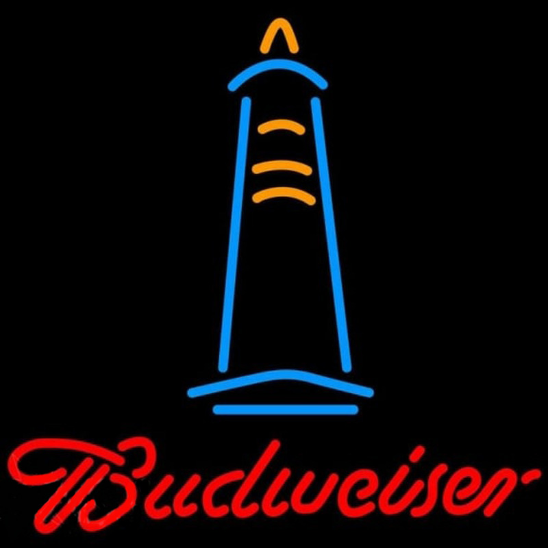 Budweise Lighthouse Beer Sign Neonskylt