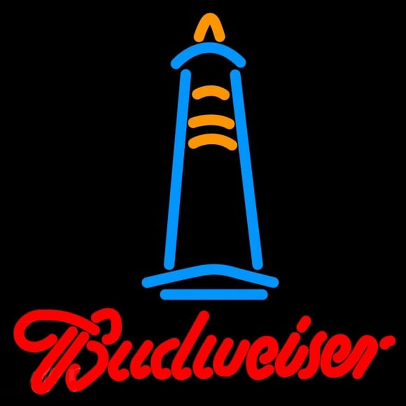 Budweise Lighthouse Beer Sign Neonskylt