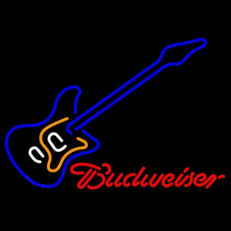 Budweiser Blue Electric Guitar Beer Sign Neonskylt