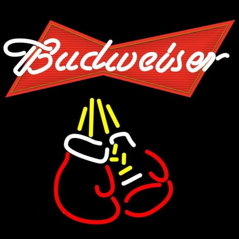 Budweiser Bo ing Gloves Beer Sign Neonskylt