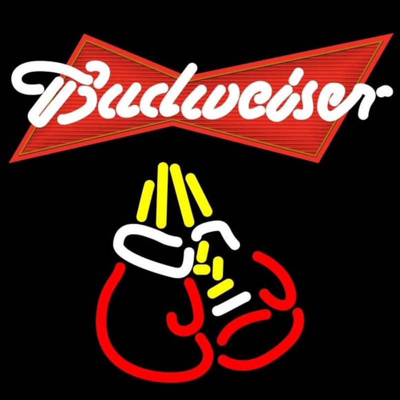 Budweiser Bo ing Gloves Beer Sign Neonskylt