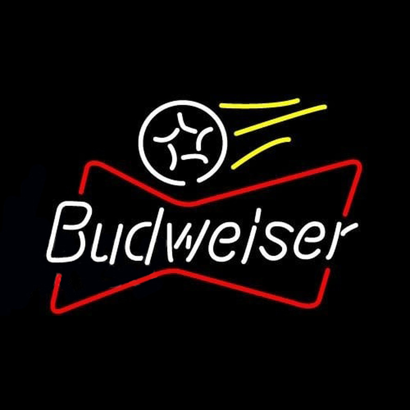 Budweiser Bowtie Soccer Beer Sign Neonskylt