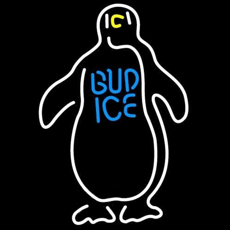 Budweiser Bud Ice Penguin Beer Sign Neonskylt