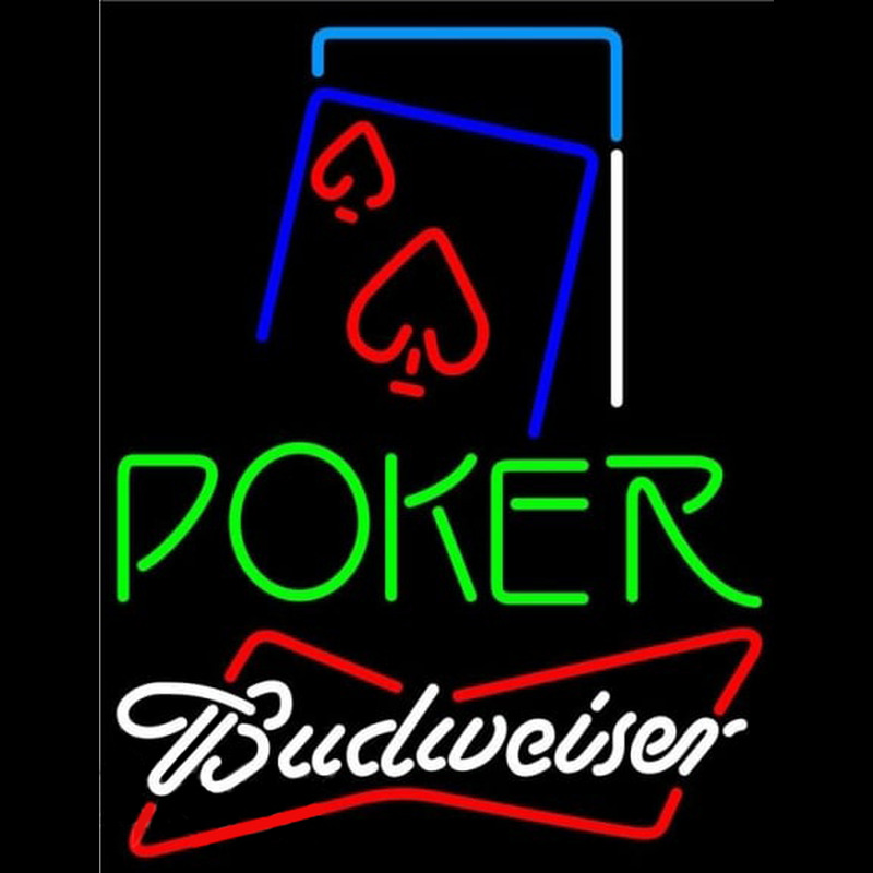 Budweiser Green Poker Red Heart Beer Sign Neonskylt