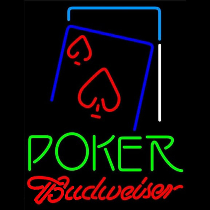 Budweiser Green Poker Red Heart Beer Sign Neonskylt