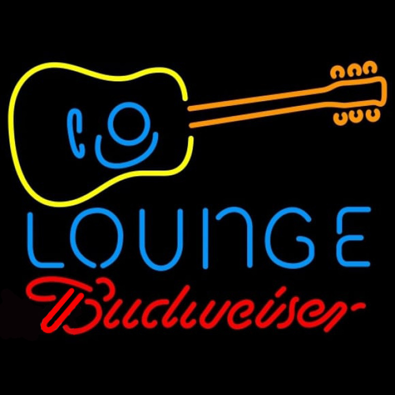 Budweiser Guitar Lounge Beer Sign Neonskylt