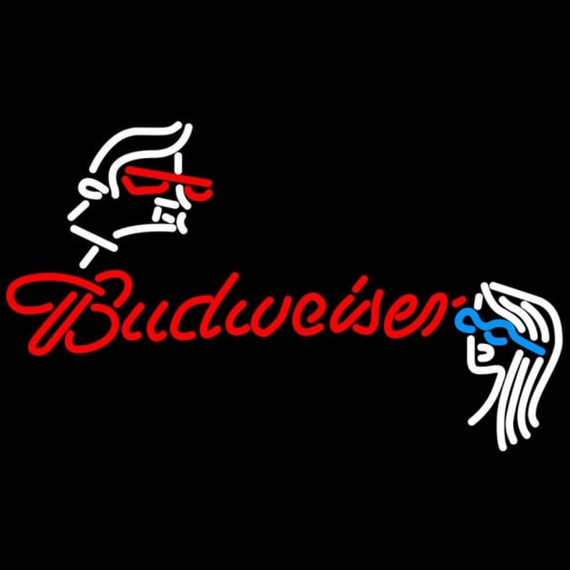 Budweiser Guy Girl Beer Sign Neonskylt