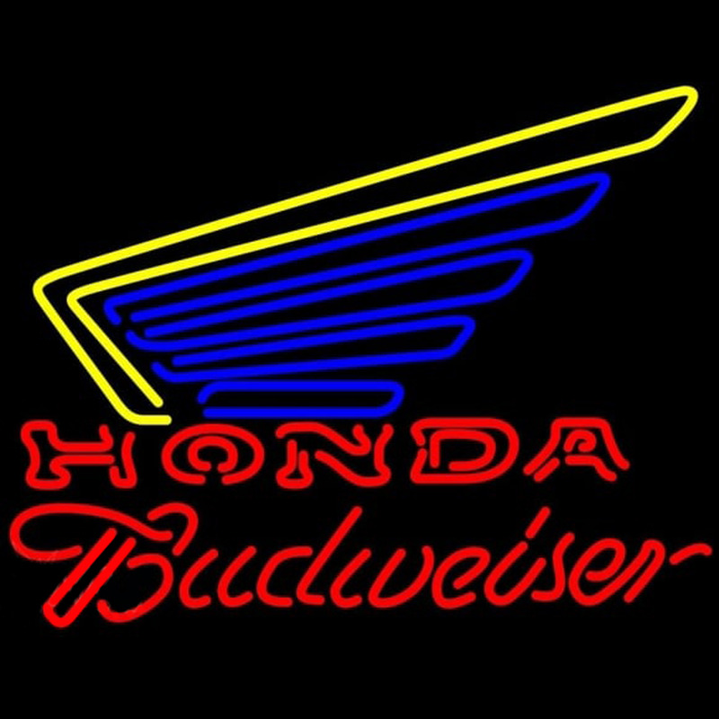 Budweiser Honda Motorcycles Gold Wing Beer Sign Neonskylt