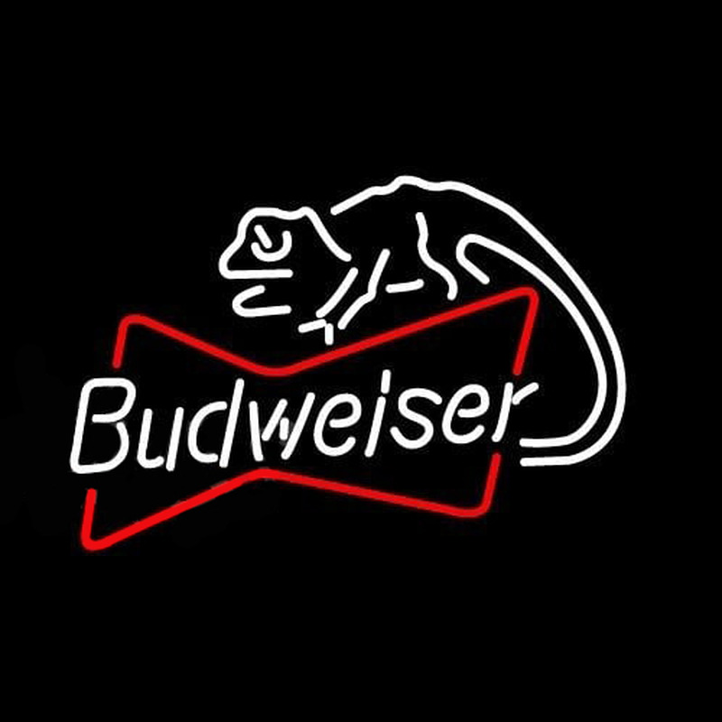 Budweiser Louie Lizard Bowtie Beer Sign Neonskylt