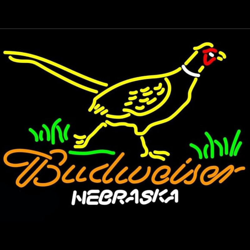 Budweiser Nebraska Pheasant Beer Sign Neonskylt