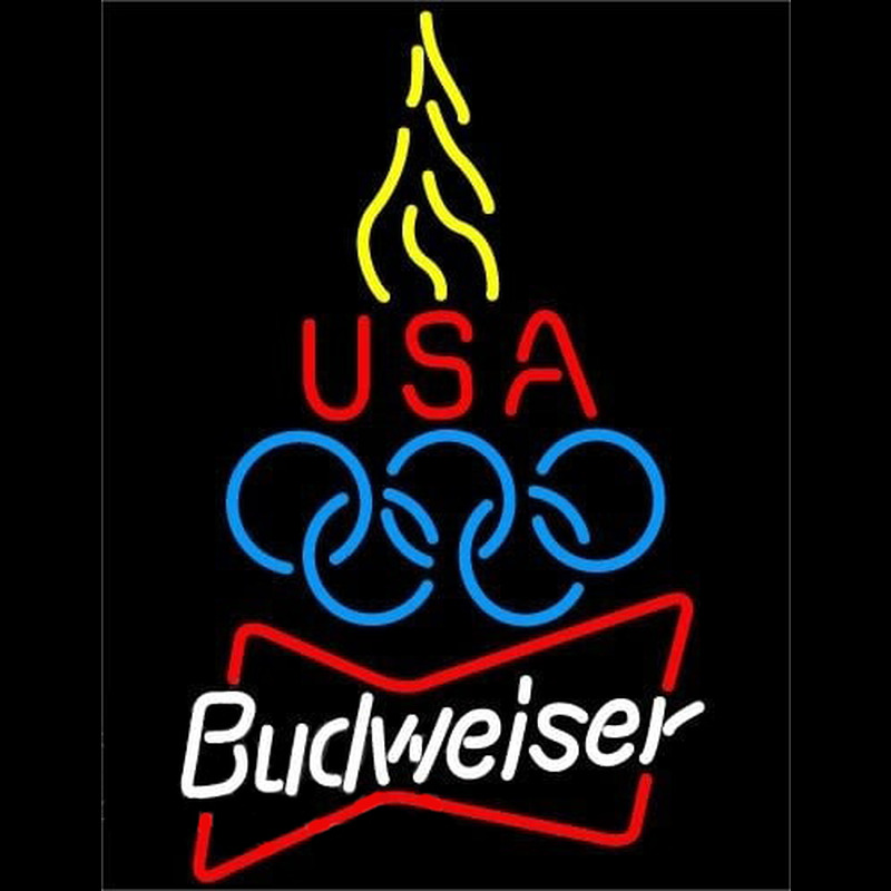 Budweiser Olympic Torch Beer Sign Neonskylt