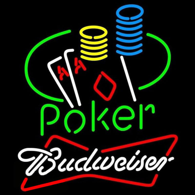 Budweiser Poker Ace Coin Table Beer Sign Neonskylt