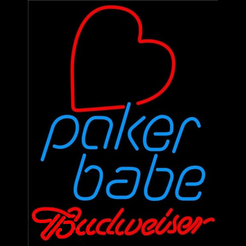 Budweiser Poker Girl Heart Babe Beer Sign Neonskylt