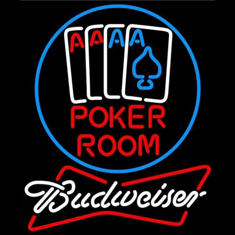 Budweiser Poker Room Beer Sign Neonskylt