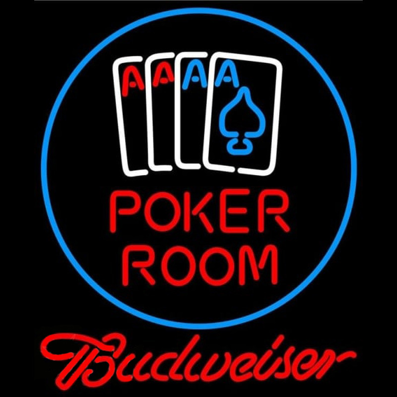 Budweiser Poker Room Beer Sign Neonskylt