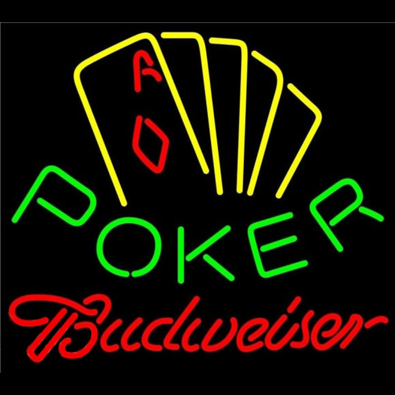 Budweiser Poker Yellow Beer Sign Neonskylt