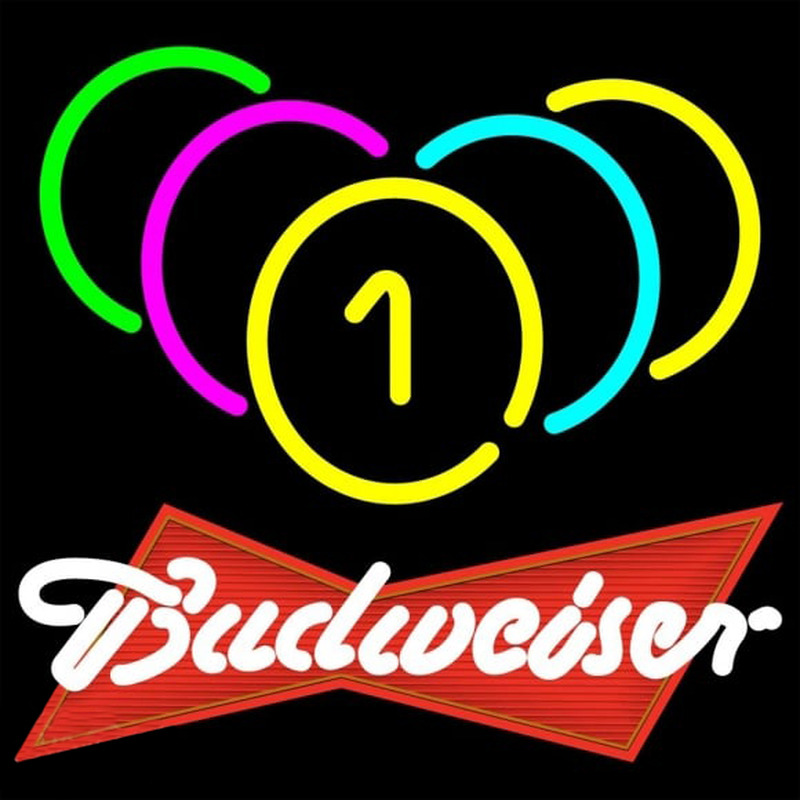 Budweiser Red Billiards Rack Pool Beer Sign Neonskylt