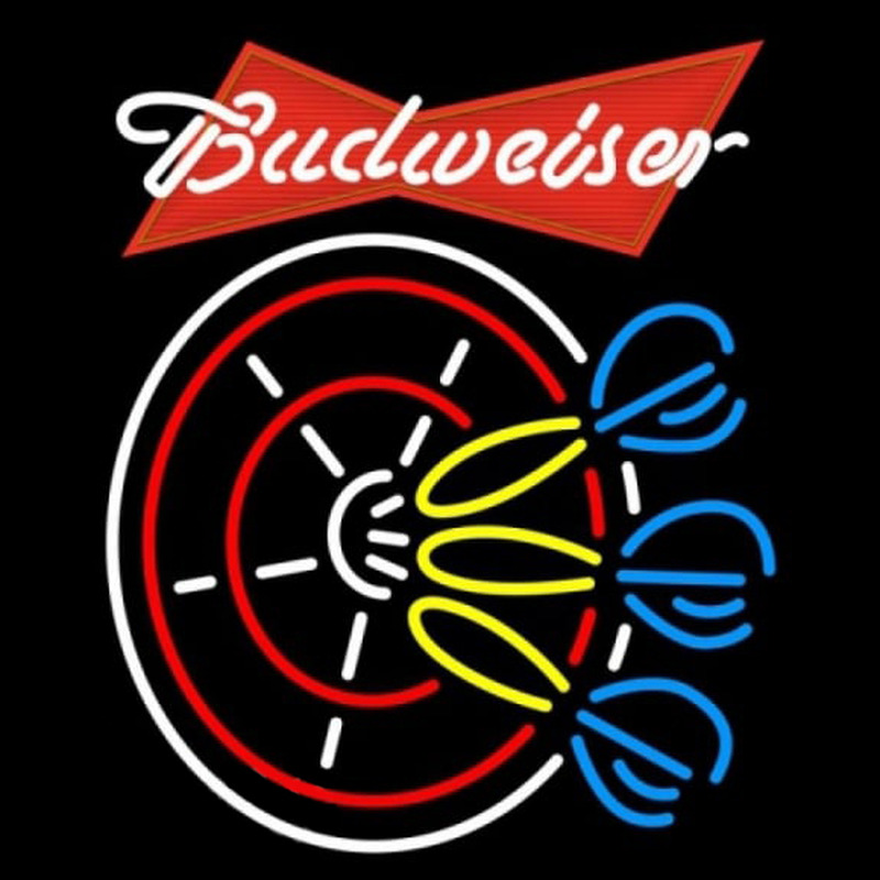 Budweiser Red Darts Pin Beer Sign Neonskylt