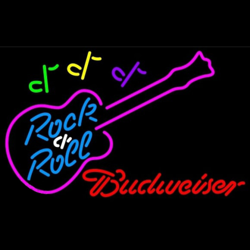 Budweiser Rock N Roll Pink Guitar Beer Sign Neonskylt