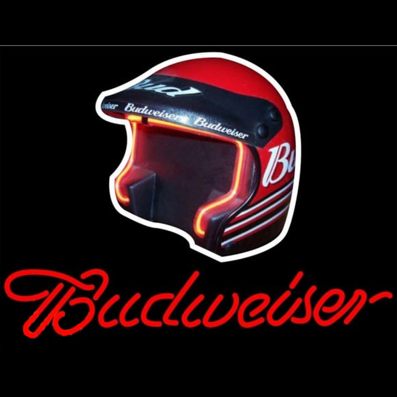 Budweiser Vintage Hascar Helmet Beer Sign Neonskylt