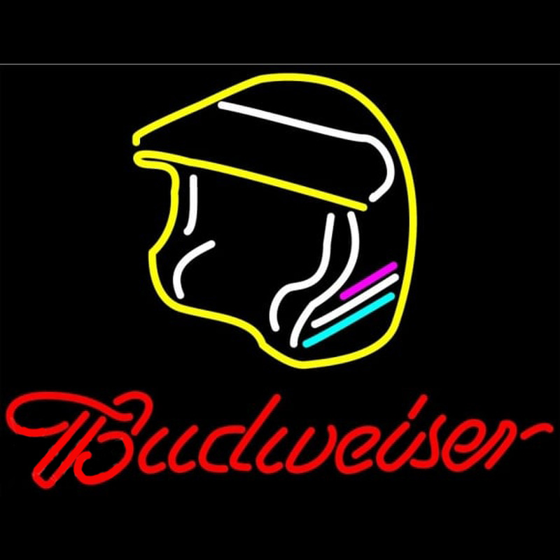 Budweiser Vintage Hascar Helmet3 Beer Sign Neonskylt