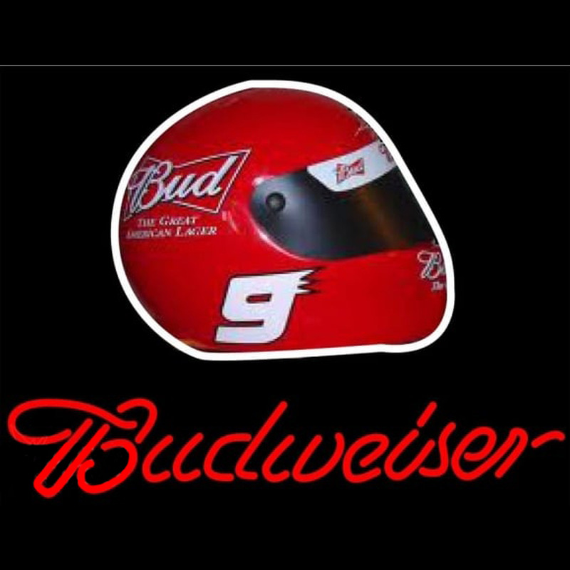 Budweiser Vintage Hascar Helmet4 Beer Sign Neonskylt