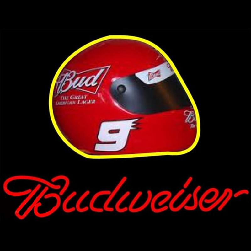 Budweiser Vintage Hascar Helmet7 Beer Sign Neonskylt