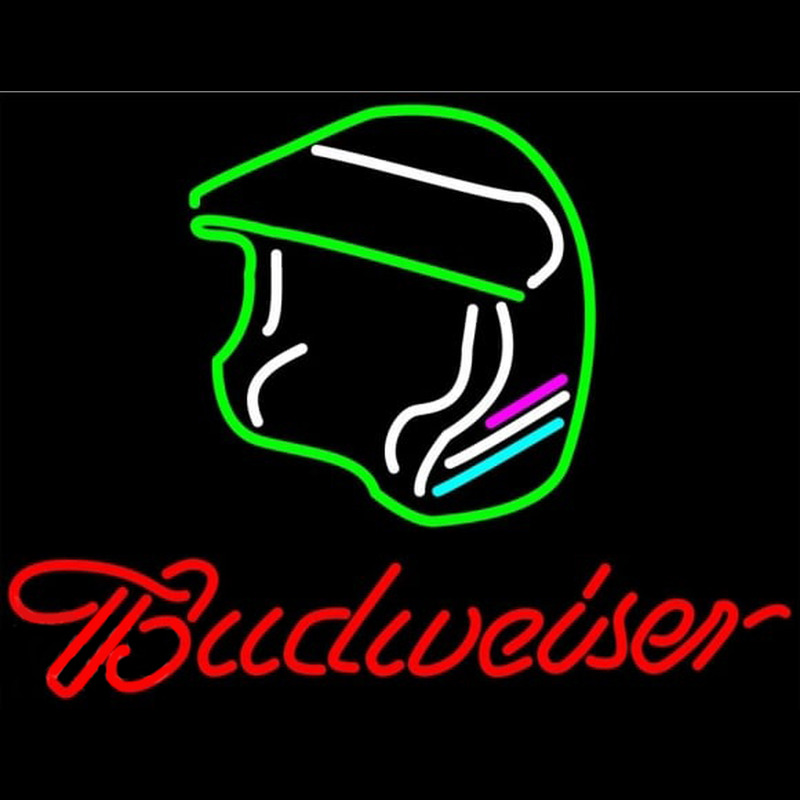 Budweiser Vintage Hascar Helmet8 Beer Sign Neonskylt