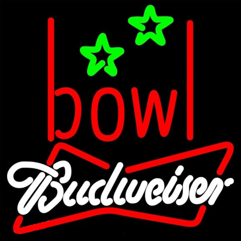 Budweiser White Bowling Alley Beer Sign Neonskylt