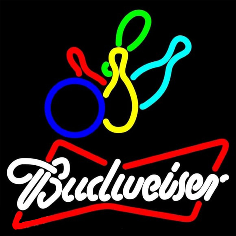 Budweiser White Colored Bowling Beer Sign Neonskylt