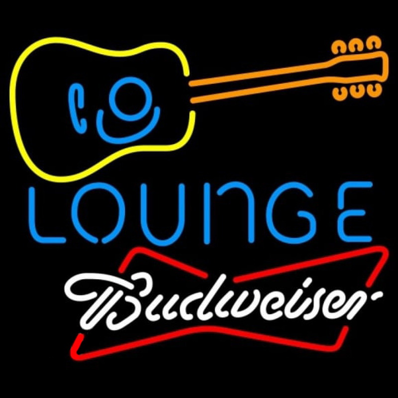 Budweiser White Guitar Lounge Beer Sign Neonskylt