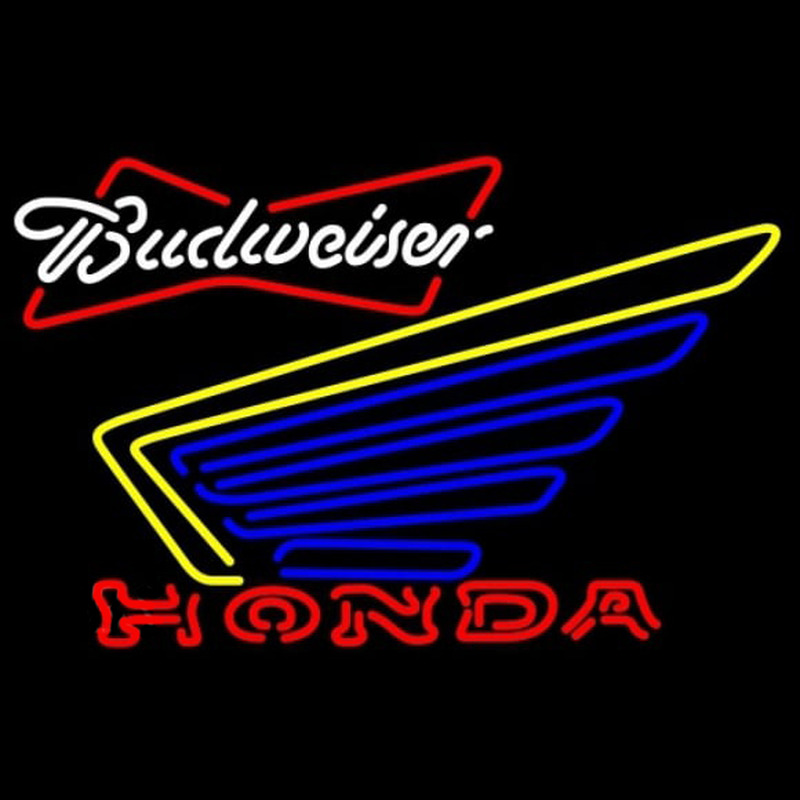 Budweiser White Honda Motorcycle Gold Wing Beer Sign Neonskylt