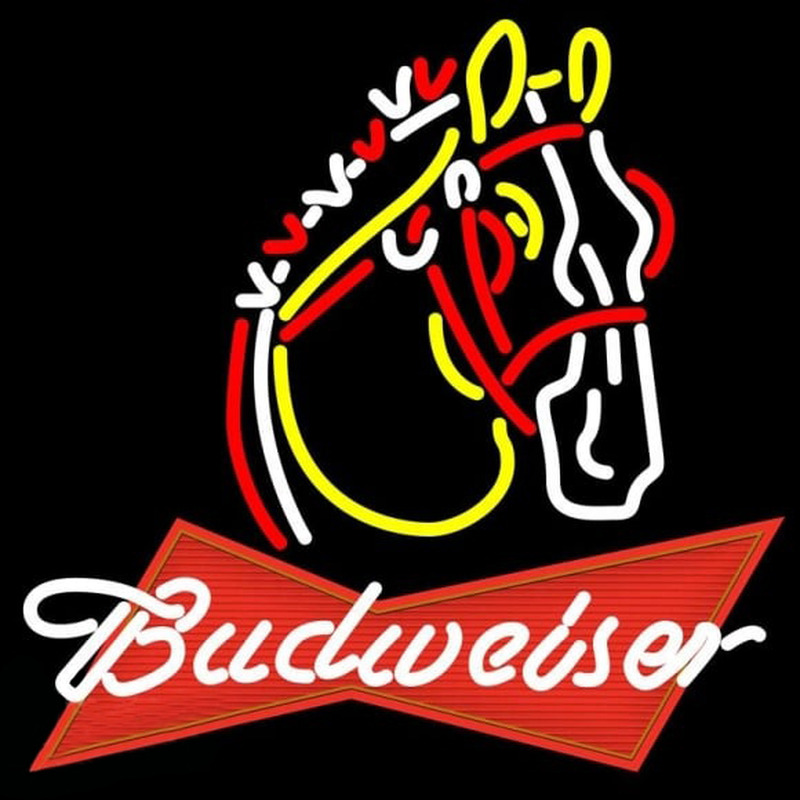 Budweiser White Logo Horse Beer Sign Neonskylt