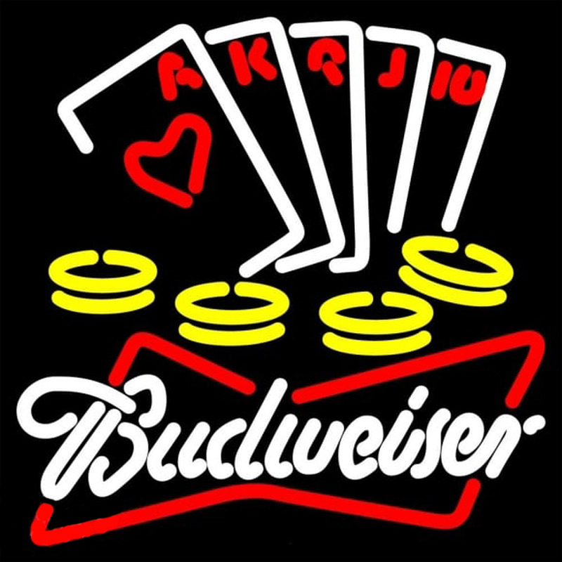 Budweiser White Poker Ace Series Beer Sign Neonskylt