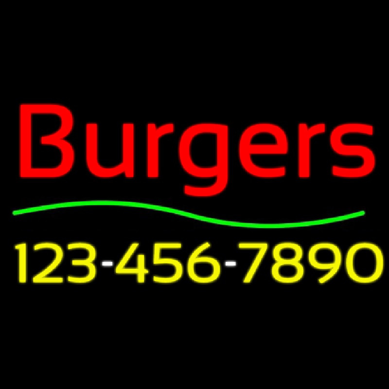 Burgers With Phone Number Neonskylt