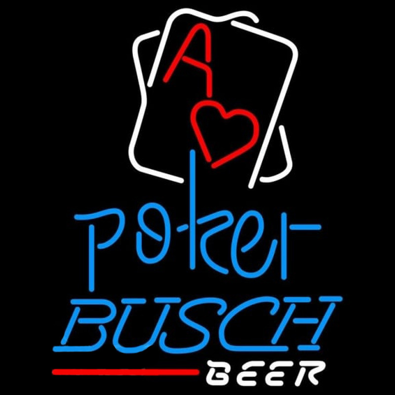 Busch Rectangular Black Hear Ace Beer Sign Neonskylt