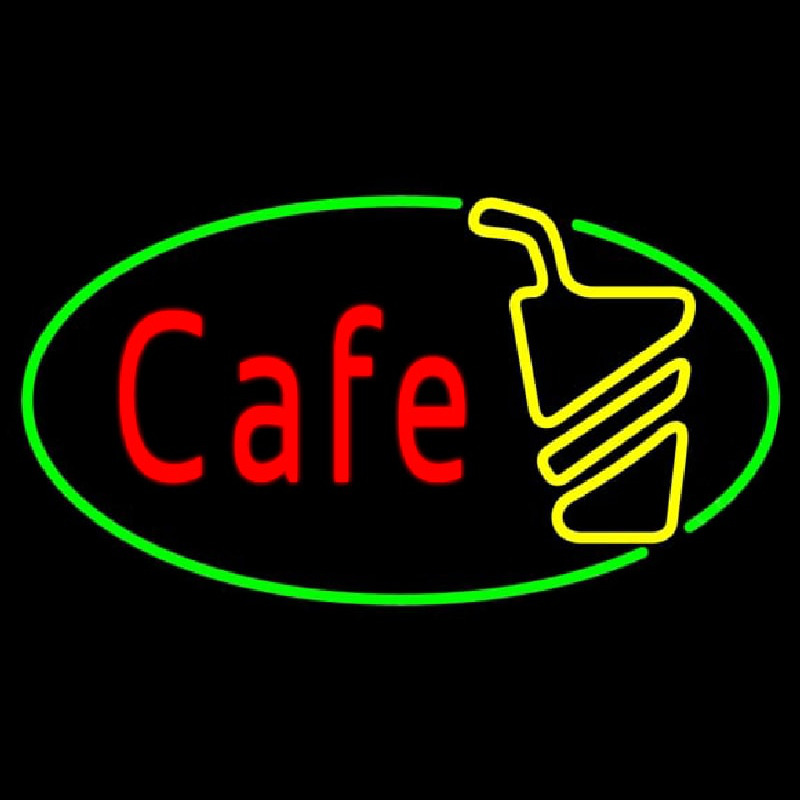 Cafe Red With Green Border Neonskylt