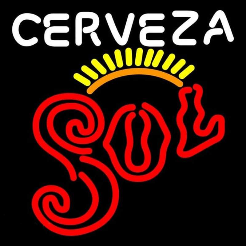 Cerveza Sol Sun Rays Neonskylt