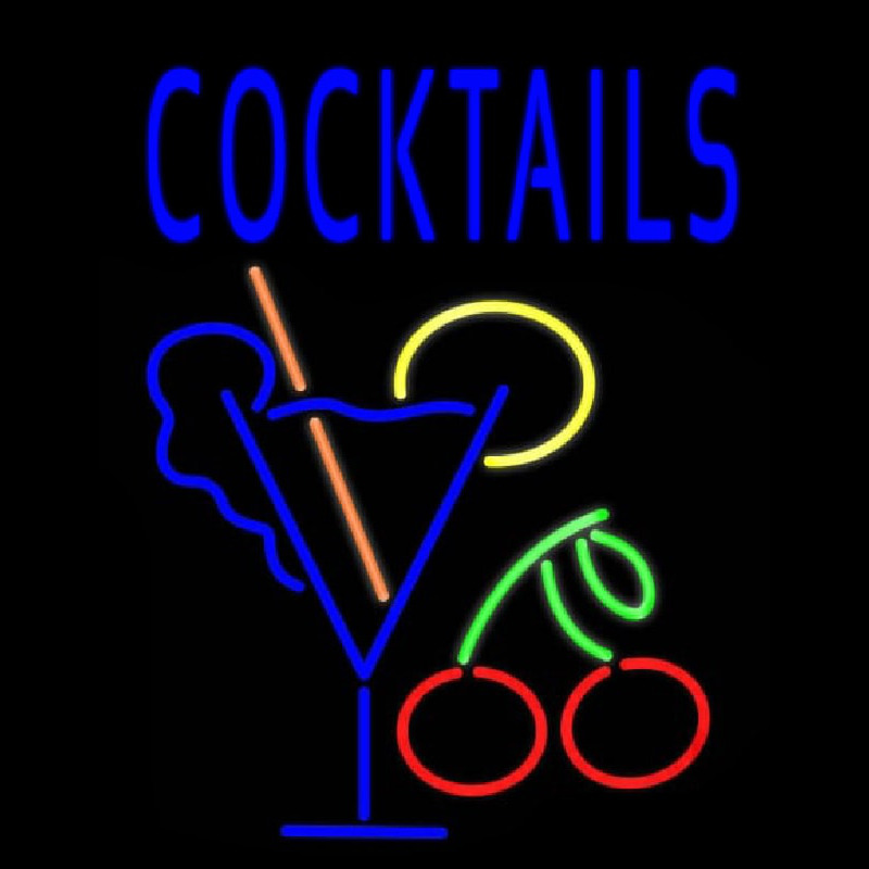 Cocktails Real Neon Glass Tube Neonskylt