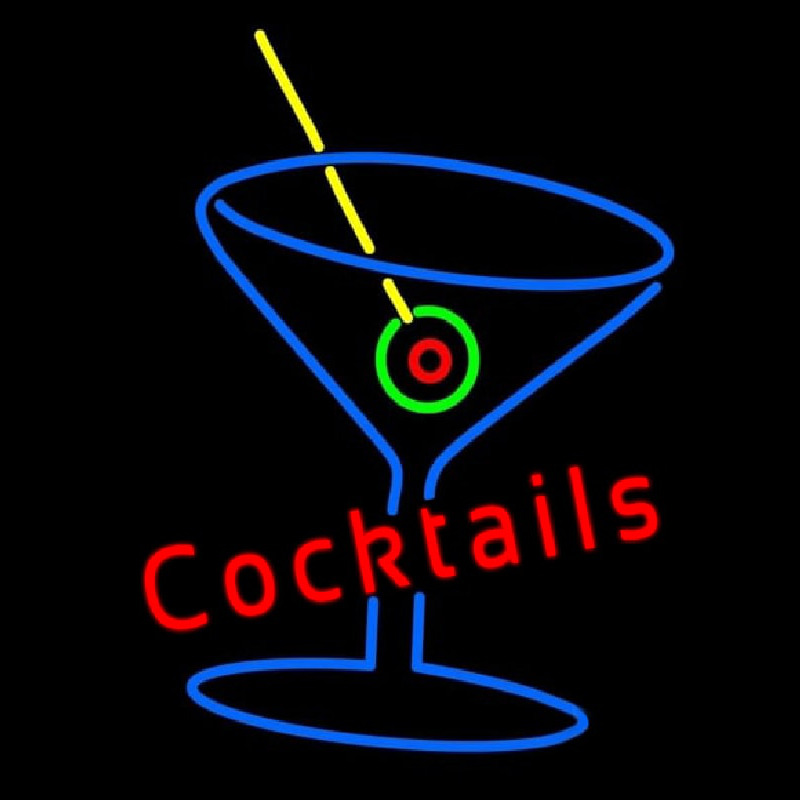 Cocktails With Martini Glass Neonskylt