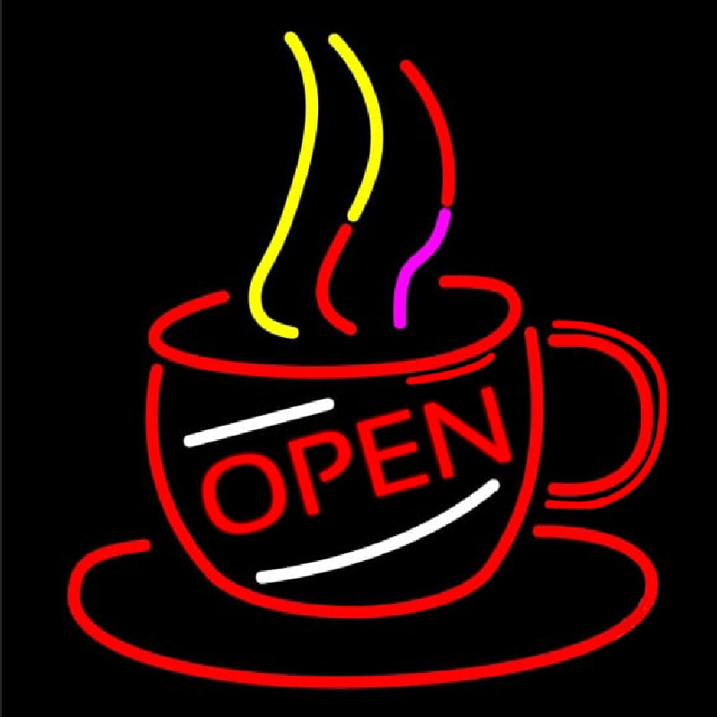 Coffee Cup With Open Neonskylt