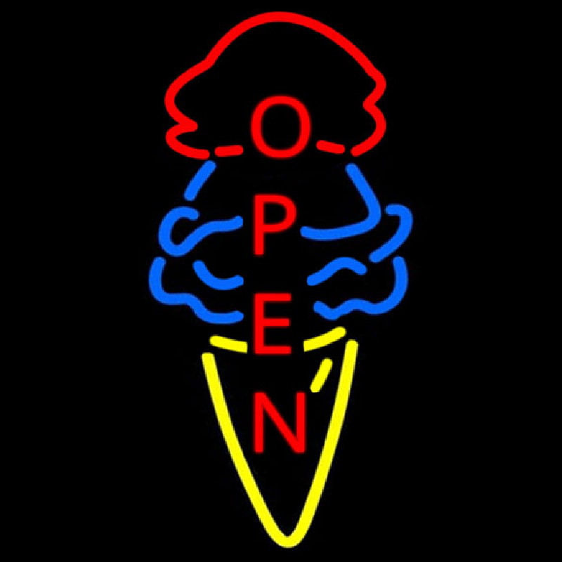 Cone Ice Cream Open Neonskylt