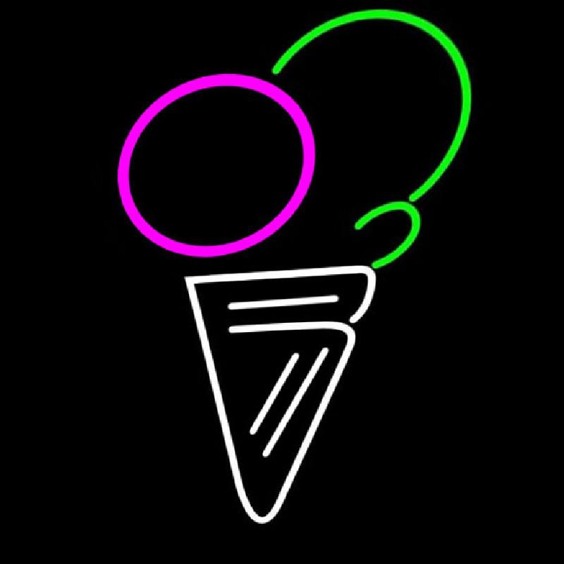 Cone Multicolored Ice Cream Neonskylt