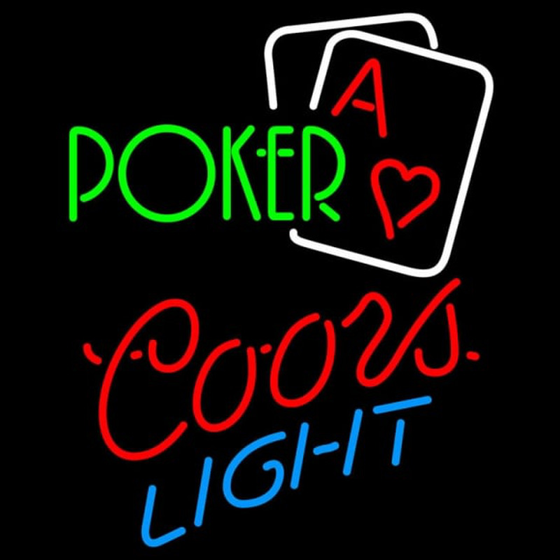 Coors Light Green Poker Neonskylt