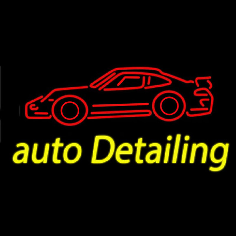 Cursive Auto Detailing With Car Logo 1 Neonskylt